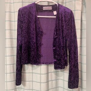 Purple velvet cropped cardigan